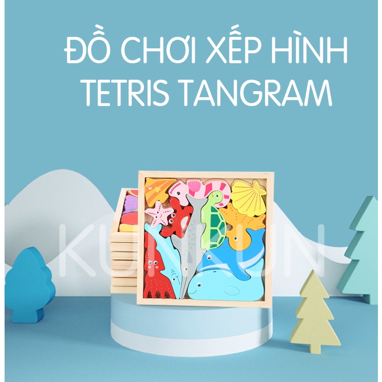 Đồ chơi xếp hình TETRIS TANGRAM phương tiện giao thông và động vật phát triển thông minh cho bé