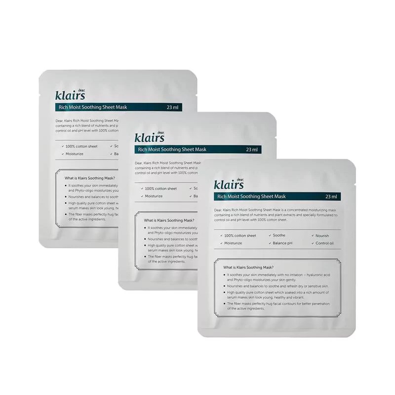 Mặt nạ Klairs Rich Moist Soothing Tencel Sheet Mask - Miss Xinh