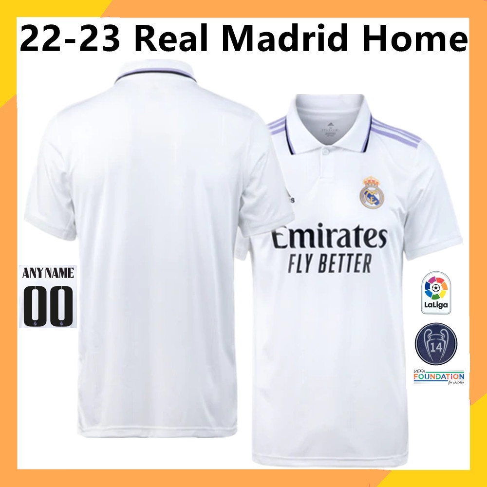Áo Real Madrid sân nhà Thái Lan AAA 22-23 Size S-4XL Thêm tên và bản vá áo bóng đá quần áo đá bóng
