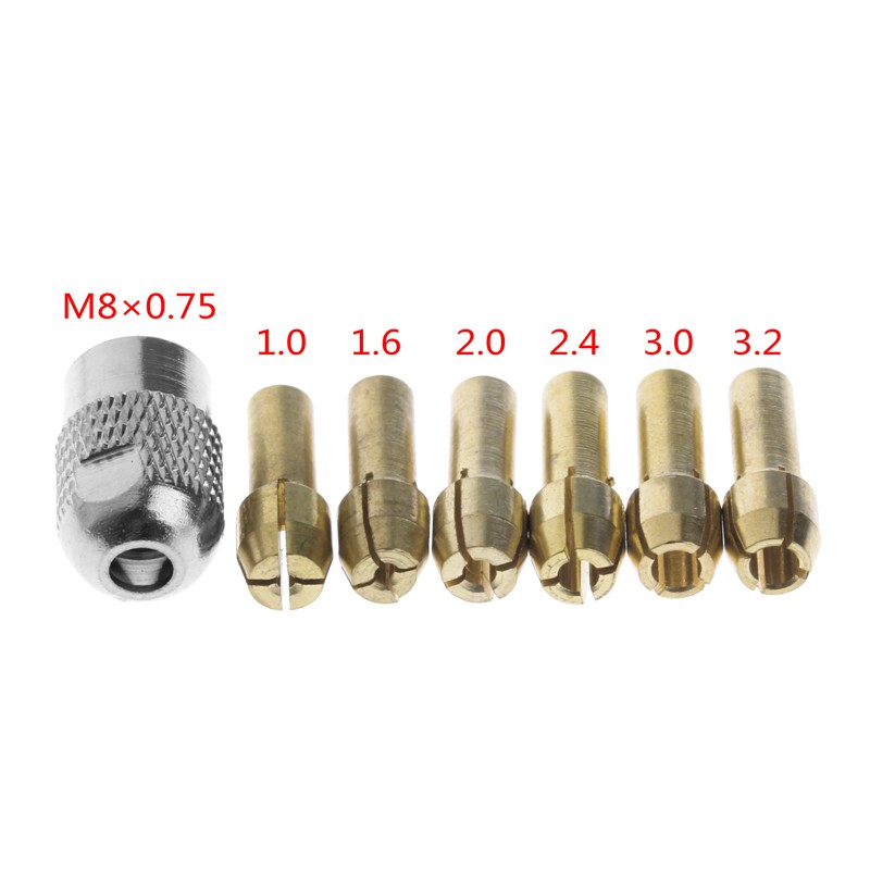 Set 6 mâm cặp bằng đồng 1.0 / 1.6 / 2.0 / 2.4 / 3.0 / 3.2 + M8X0.75