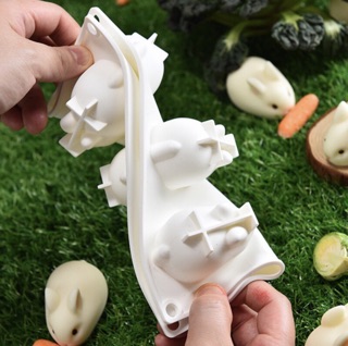 Khuôn Silicon Làm Thạch 3D Hình 6 Thỏ