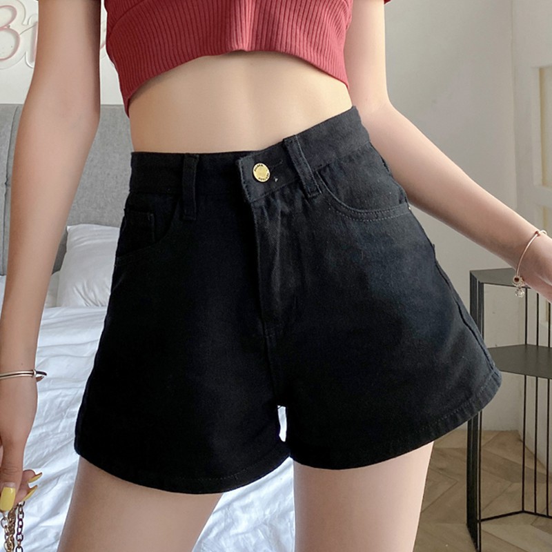 Quần đùi jean nữ cạp cao co giãn Quần đùi jean nữ lưng cao thương hiệu cao cấp YUKIBLOOM mã QSJ02