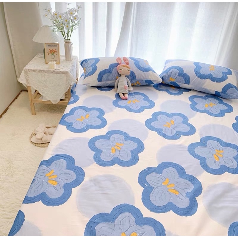 Bộ Ga Gối ❤️ ga gối cotton 100% họa tiết hoa nhí vintage phong cách Hàn Quốc đủ size đệm nhập khẩu chính hãng