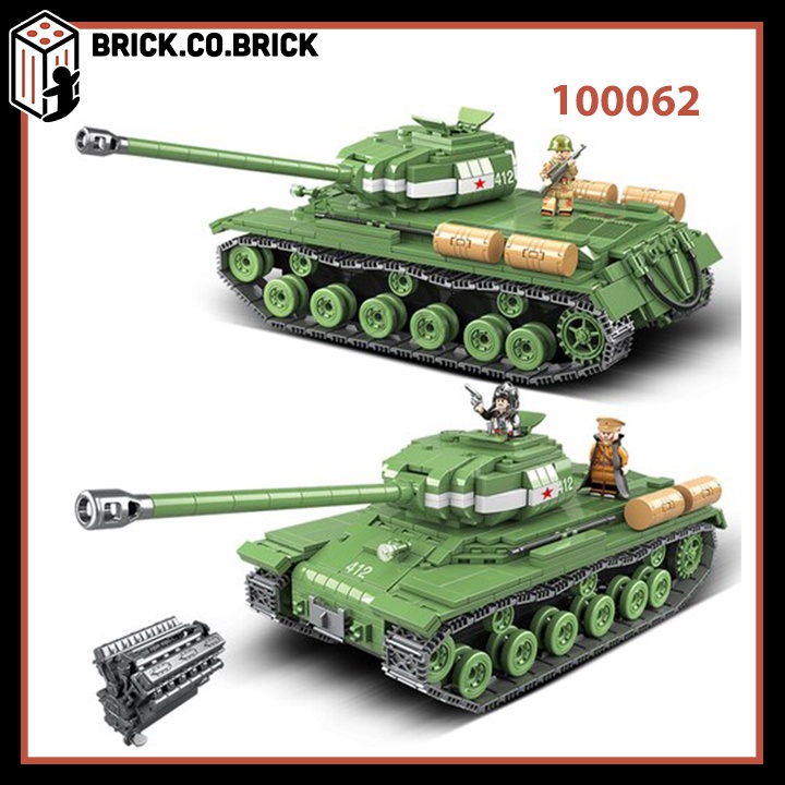 Lắp ráp Xe Tank Chiến đấu Hạng Nặng 1068 IS-2M Heavy Tank World War II Tank Stalin-2M Heavy khối QUANGUAN 100062