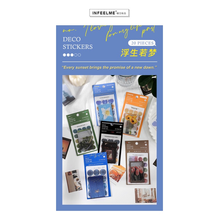 Set 20 miếng dán trang trí họa tiết phong cảnh