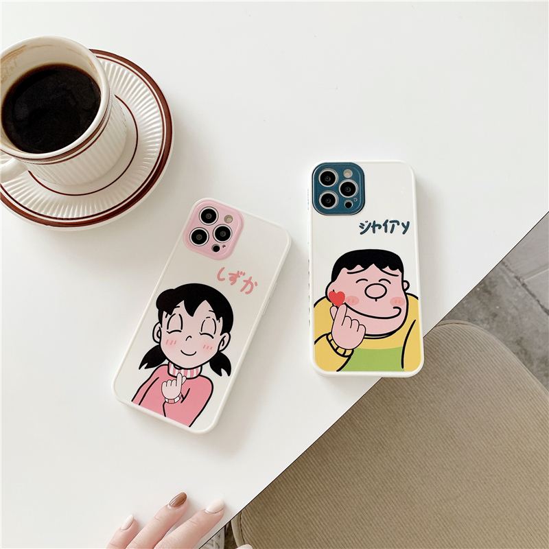 iPhone 12 Pro Side Flower Pattern IMD Cartoon Minamoto Shizuka/Kouta Takeshi Soft Mobile Phone Case TPU Mobile Phone Cover Accessories Gadgets iPhone 12 Pro Max 11 Pro Max SE 2020 12 Mini XS MAX X XR 7 8 Plus Cases Covers Colorful Apple Case