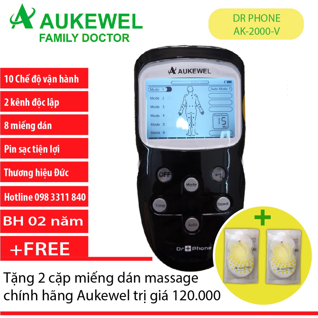Máy Massage xung điện trị liệu cao cấp thương hiệu Đức Aukewel Dr Phone AK thumbnail