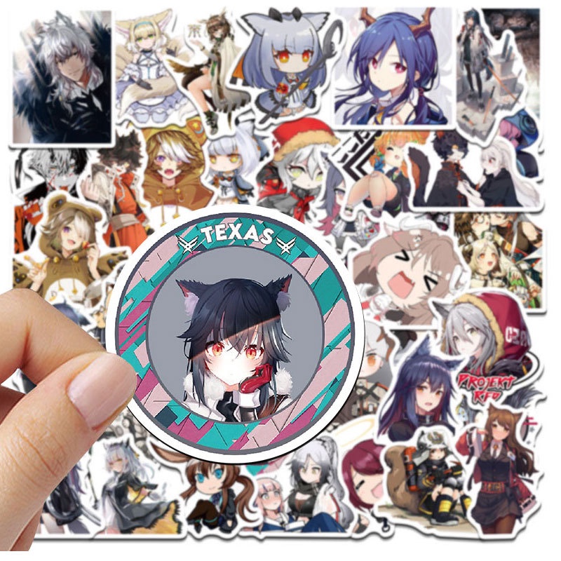 Bộ 50 Miếng Dán Game Arknights Chống Thấm Nước Cho Notebook/Mũ Bảo Hiểm/Guitar/Guitar Trẻ Em