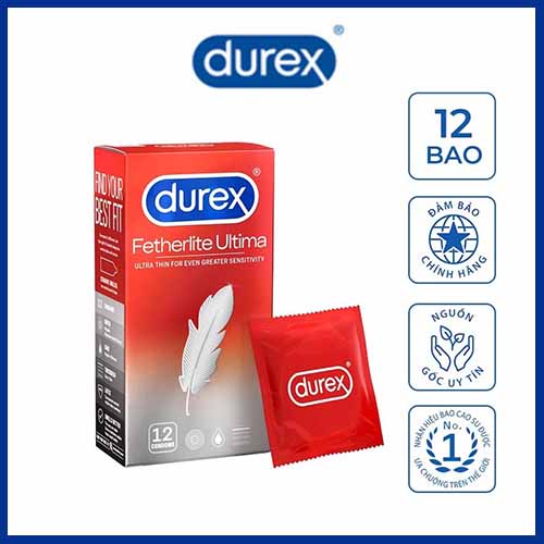Bao cao su Durex Fetherlite Ultima Nhiều Gel, Hương Thơm, Siêu mỏng, Bó Sát, SX: THÁI LAN [FREESHIP, CHE TÊN SẢN PHẨM]