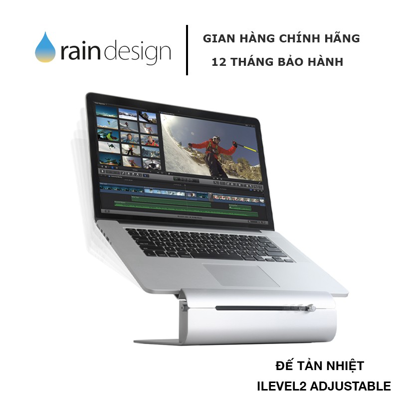 GIÁ ĐỠ TẢN NHIỆT RAIN DESIGN (USA) ILEVEL2 ADJUSTABLE HEIGHT SILVER - RD-12031 - HÀNG CHÍNH HÃNG