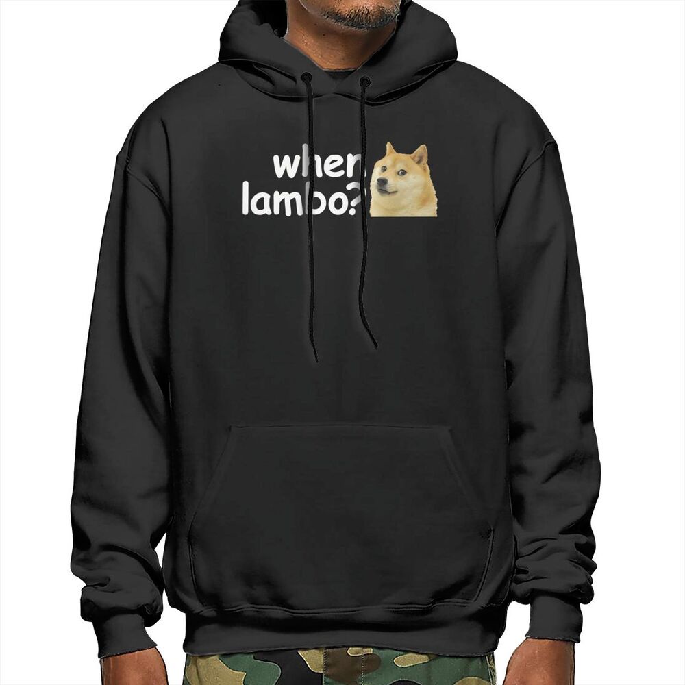 Áo hoodie QIANXIANGDIAN When Lambo Dogecoin Crypto Meme Bitcoin quà tặng sinh nhật