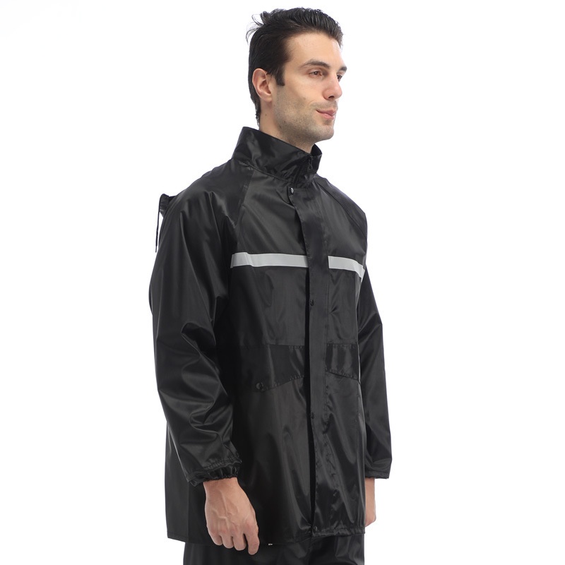 Trang phục đi mưa vải dù chống thấm có dải phản quang cho nam và nữ chạy xe máy