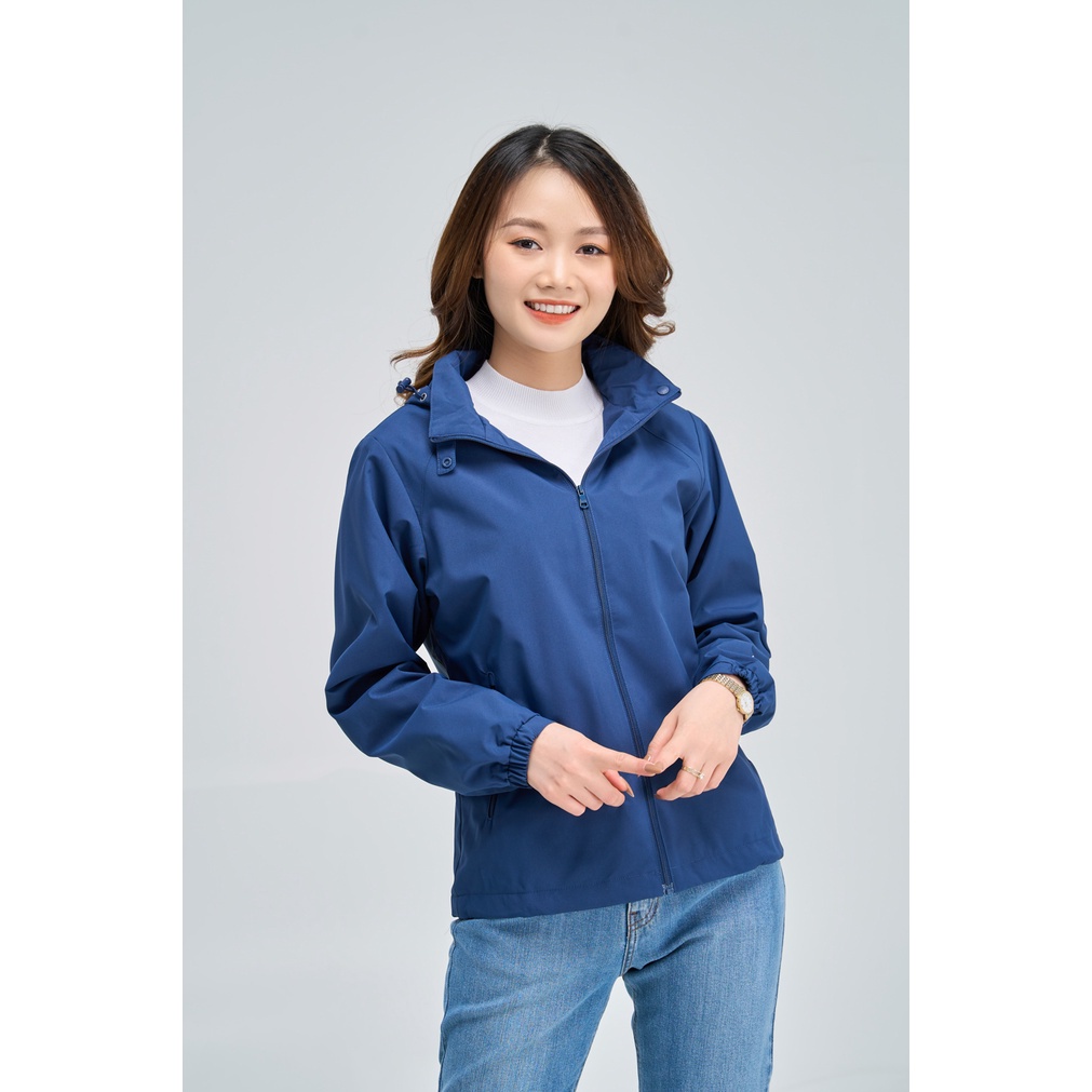 12.12 Xả Áo gió nữ YODY hai lớp phối lưng áo khoác gió có mũ kéo khóa chống gió chống nước AKN4024 2