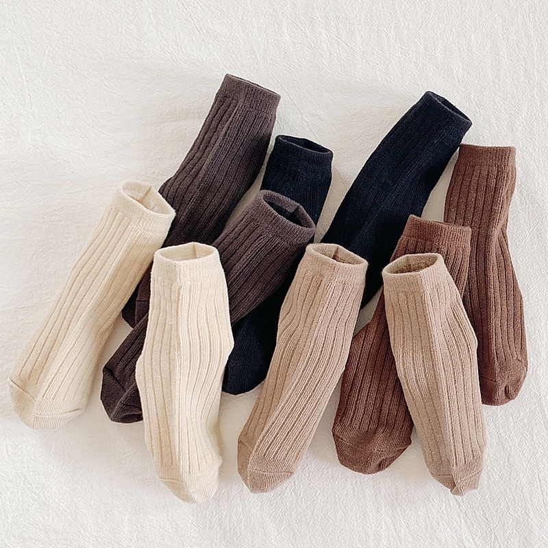 Set 5 Đôi Tất Trơn Vintage Cho Bé Trai Bé Gái