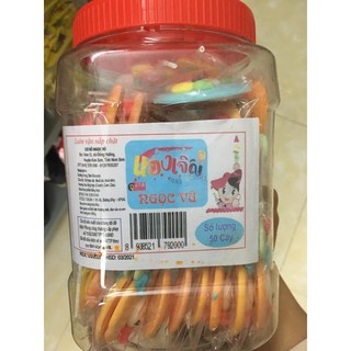 kẹo mút nhiều sắc màu, lọ 50 que