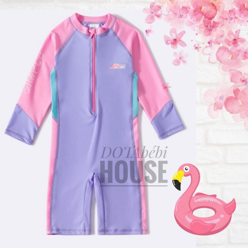 25-46kg Đồ bơi tay dài liền thân hàng cao cấp size đại cho bé gái bé lớn mã SW0231- DOTAbébi HOUSE