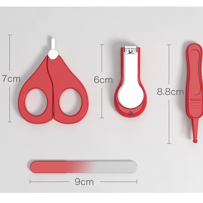 Bộ Cắt Móng Tay Cho Bé , Bấm Móng Tay Sơ Sinh An Toàn Cho Bé 4 Món Kèm Hộp Hình Dễ Thương MISUTA
