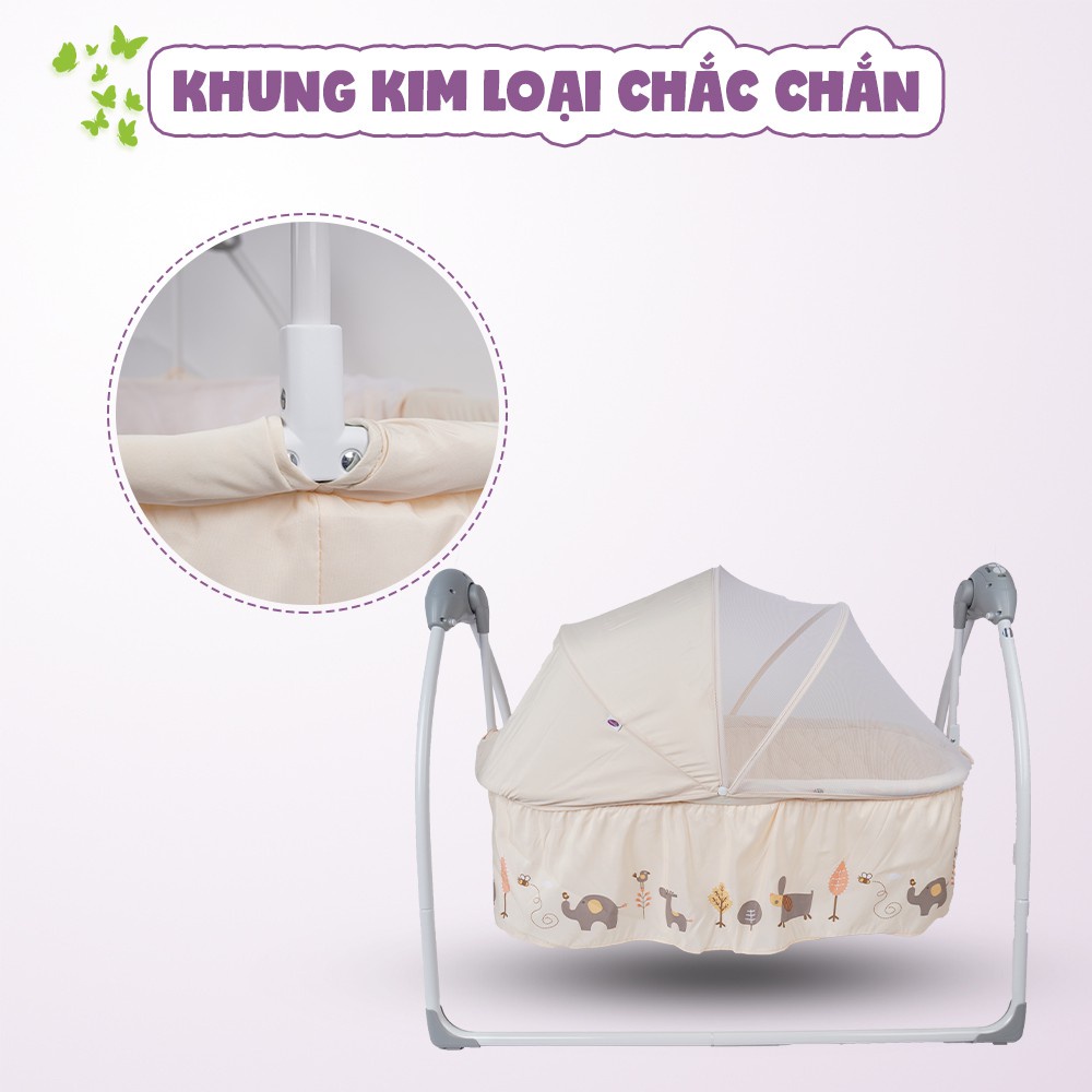 Nôi điện tự động điều khiển từ xa kết hợp nhạc trắng ru ngủ cho bé sơ sinh tới 2 tuổi Mastela SG239 màu hồng