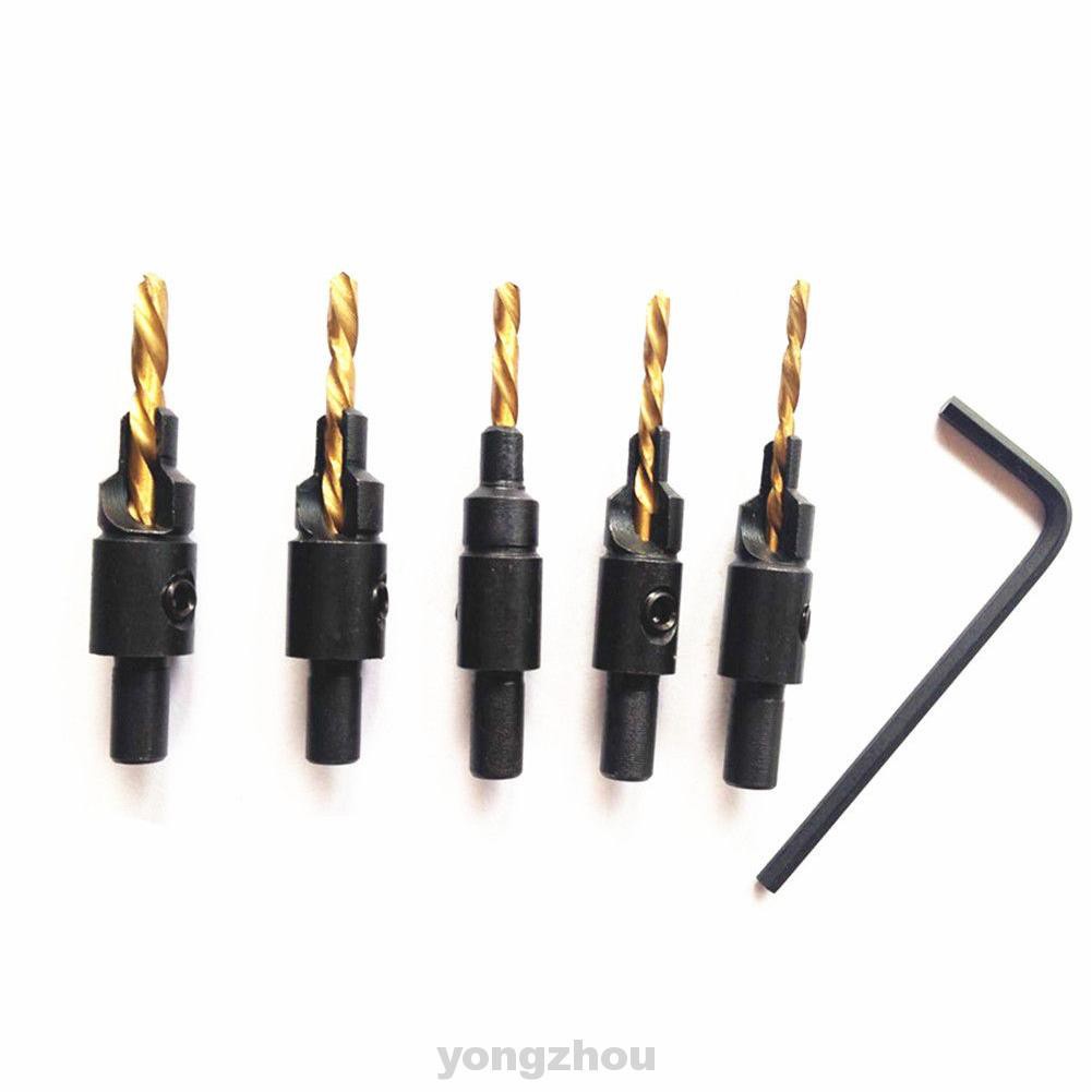 5pcs Home Wear Resistant Chamfer Woodworking Tool Accessories DIY Durable Drill Countersink