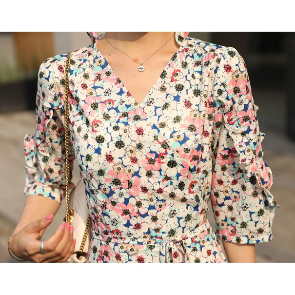 Zara Morocco full tag - Đầm Zara hoa màu sắc vạt chéo dáng dài DH10VCDG62N8