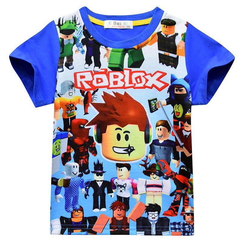 Áo Thun Tay Ngắn In Hình Roblox Thời Trang Cho Bé Trai