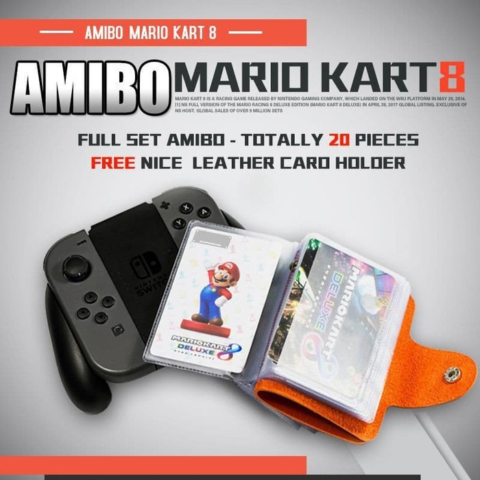 1 Bộ 20 Thẻ Chơi Game Mario Kart 8 Deluxe Nintendo Switch Amiibo Nfc