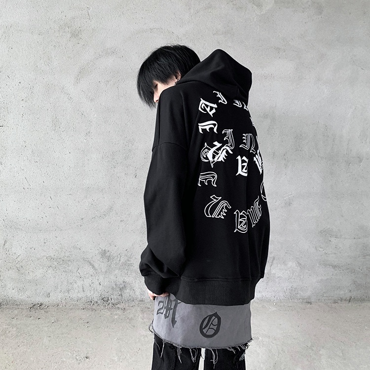 Áo hoodie dáng rộng in họa tiết chữ cái phong cách Hàn Quốc thời trang cá tính