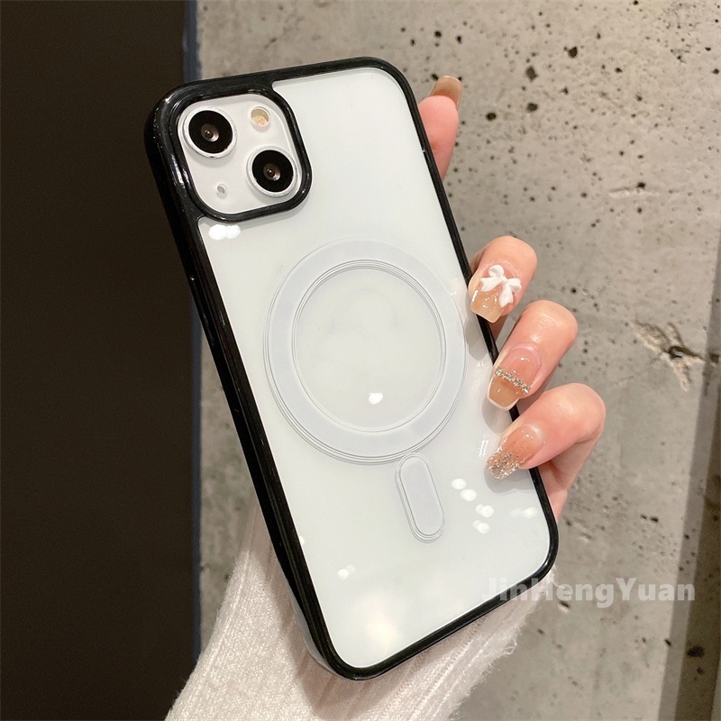 Macaron Transparent Phone Case Hard Protective Cover compatible for Iphone 13 12 11 Pro Max Wireless Magnetic Charging Couples
