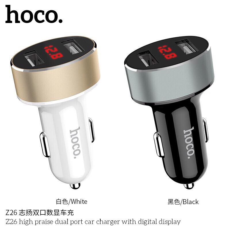 TẨU SẠC OTO HOCO Z26 SẠC NHANH Ô TÔ - CÓ HIỂN THỊ DUNG LƯỢNG ĐIỆN - TẨU SẠC XE MÁY