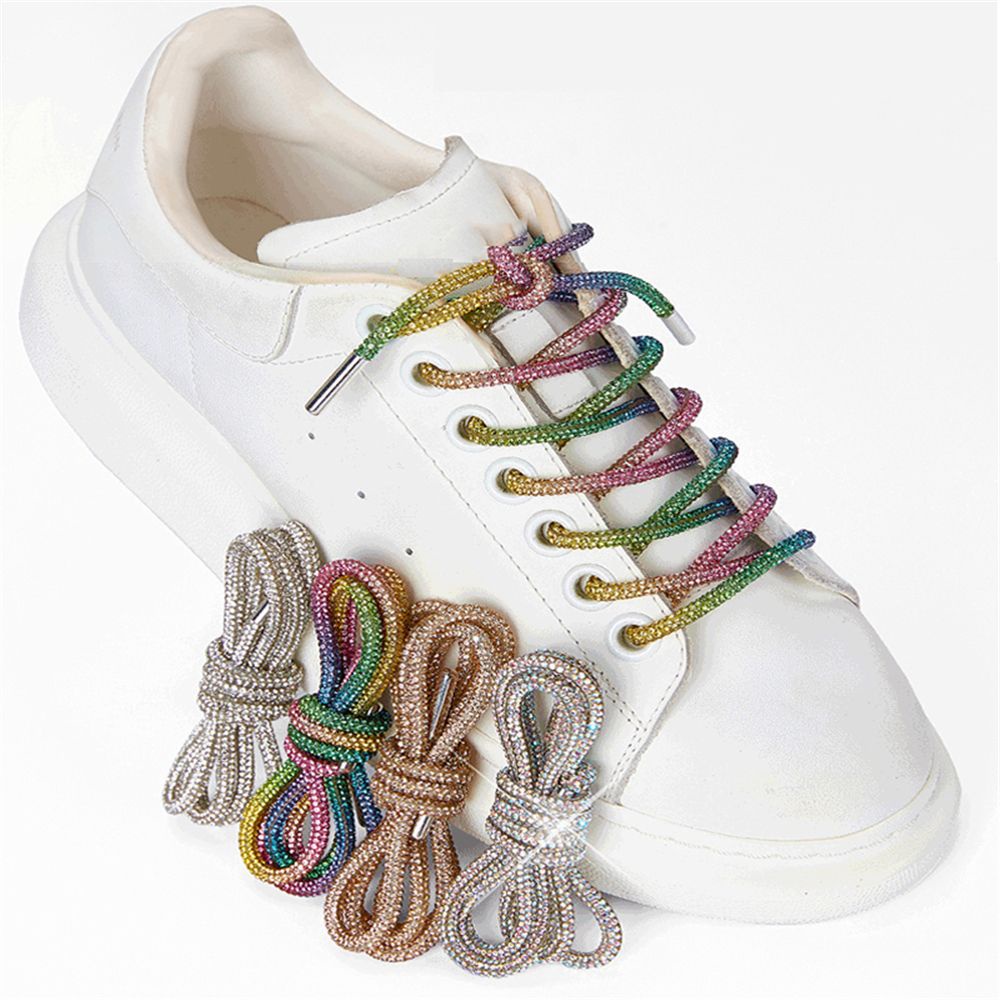NEXTSHOP 1PC Luxury|ShoeLaces Fashion Bright Strings Diamond Shoe Laces Accessories DIY Cross Braiding Strap Drawstring Sneakers Laces/Multicolor