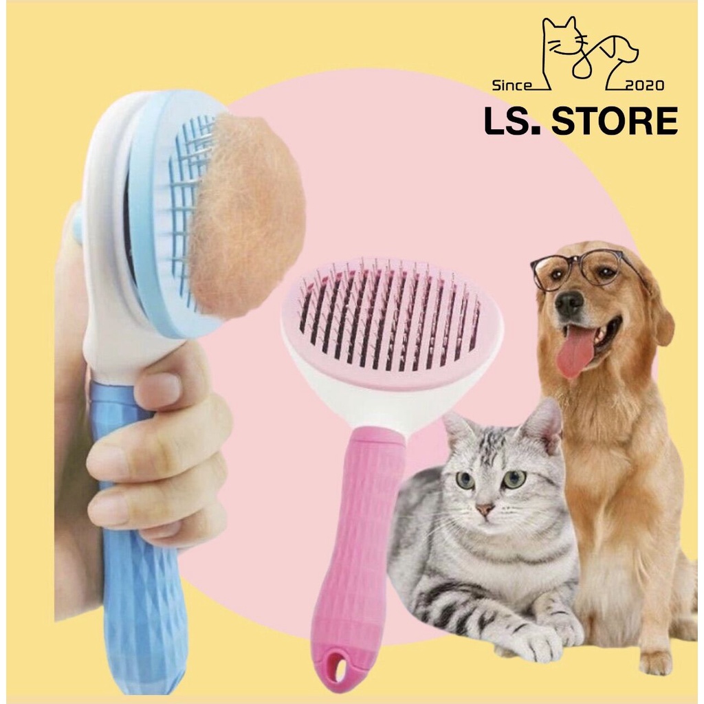 Lược chải lông cao cấp chuyên gỡ rối, đánh tơi lông ( có nút ấn đẩy lông trong răng lược )