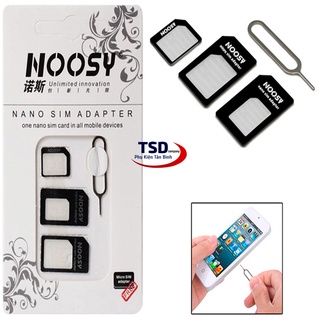 Thẻ SIM Micro Nano Noosy 4 Trong 1 Bộ Chuyển Đổi Que Chọc Cho 5 5S Cho 6 6Plus 7 7Plus Kèm Hộp Bán Lẻ