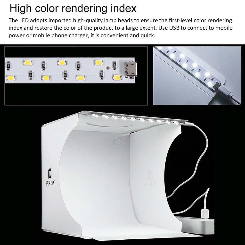 Bộ Hộp Chụp Ảnh Sản Phẩm Có Đèn LED Thiết Kế Sáng Tạo 24*23*22cm