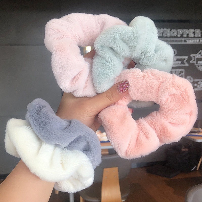 Dây buộc tóc scrunchies lông nhung mềm mại xinh xắn CT06