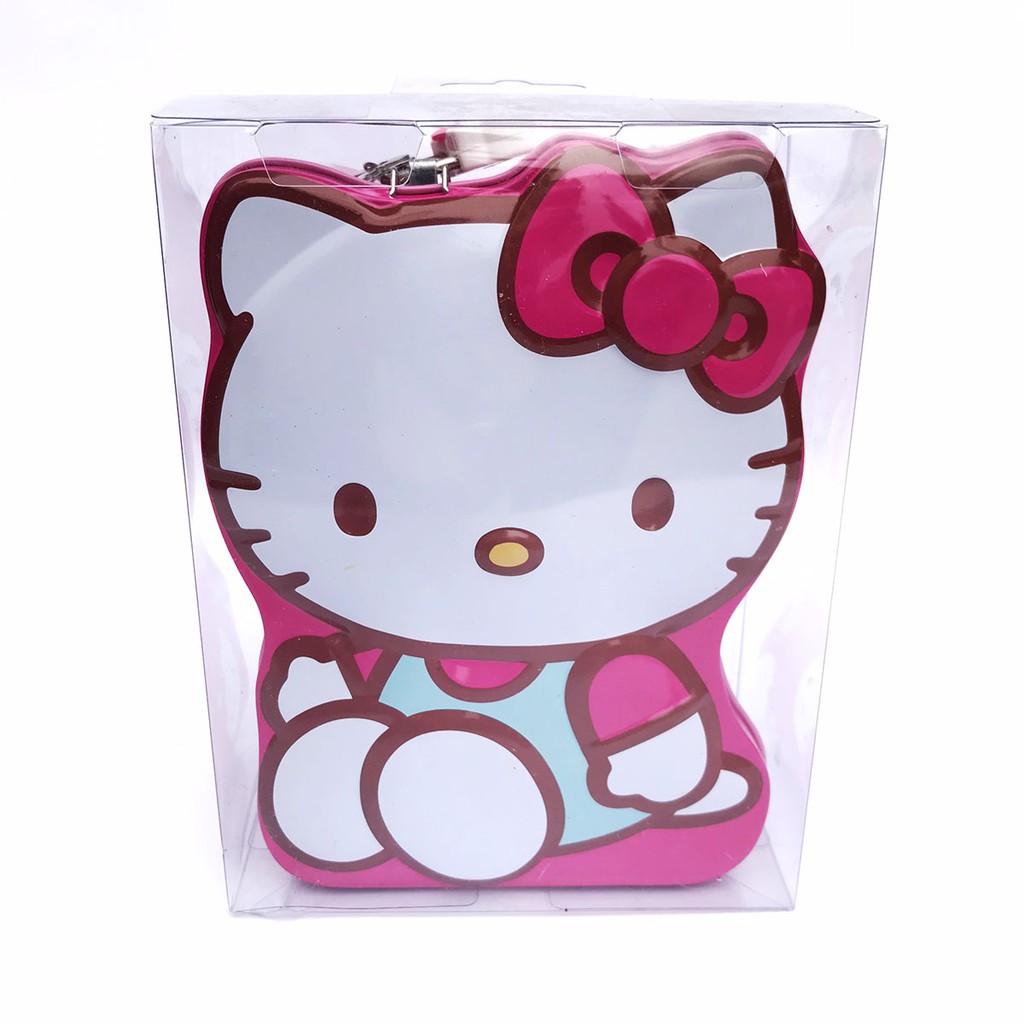 Hộp Tiết Kiệm Tiền Hello Kitty Hồng Có Khóa - Két Sắt Mini Kích Thước 16x12x8cm