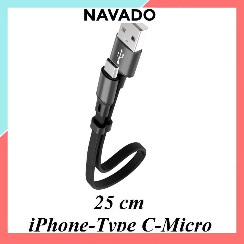 Cáp Sạc Iphone Lightning - Type C - Micro Usb Loại Ngắn 25 Cm Mẫu 1 siêu bền