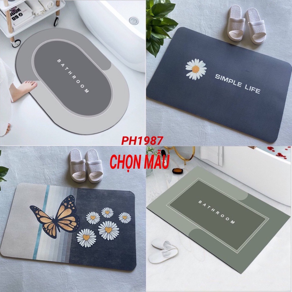 Thảm Silicon Siêu Thấm Hút, Lau Chân Trải Sàn Phòng Khách, Thảm Chùi Chân Nhà Tắm Đế Cao Su Chống Trượt Cao Cấp
