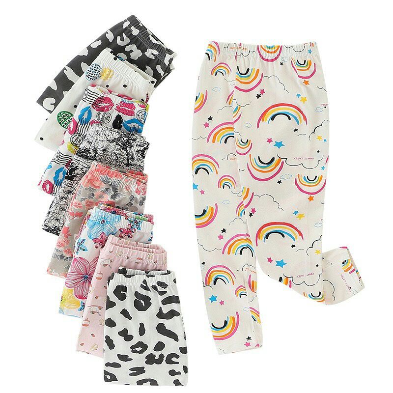 Quần legging hoạ tiết bé gái chất cotton co giãn tốt