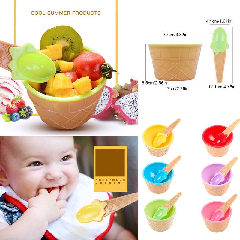 1 Bộ Tô Muỗng Ăn Kem / Món Tráng Miệng DIY Siêu Bền Cho Bé