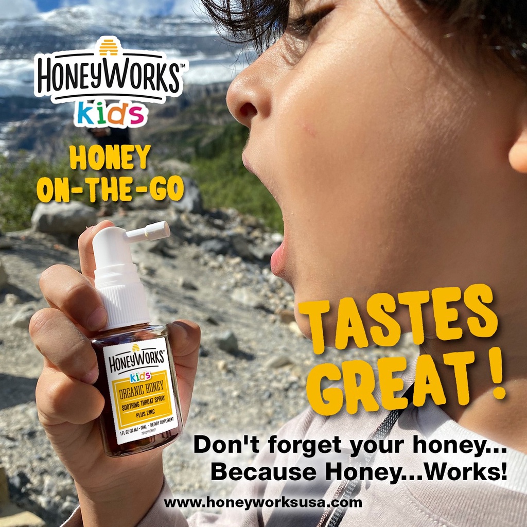 Xịt keo ong hữu cơ Honeyworks cho bé từ 1 tuổi 30ml date 07/22