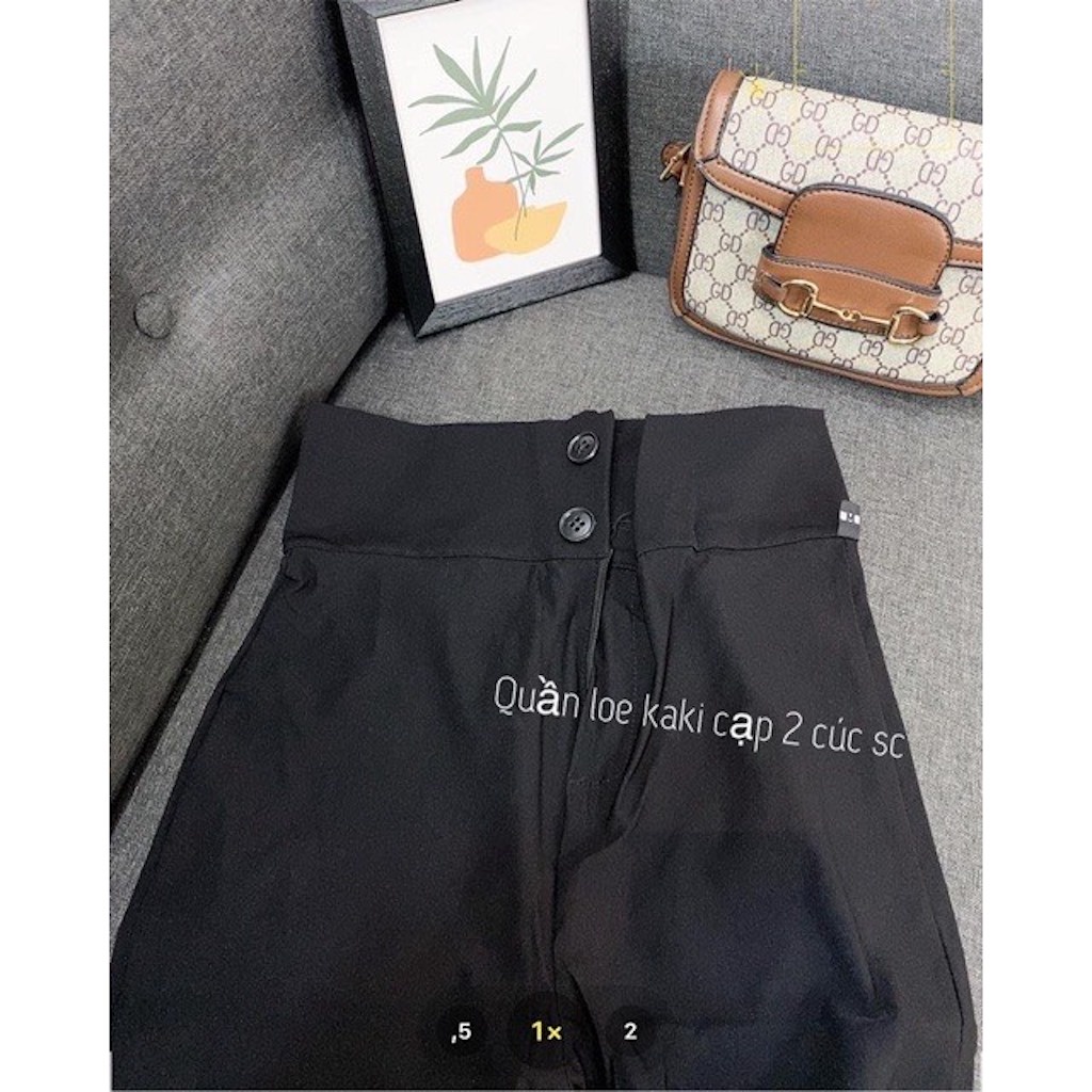 Quần tây ống loe vải kaki jean cạp 2 cúc tôn dáng phong cách hàn quốc