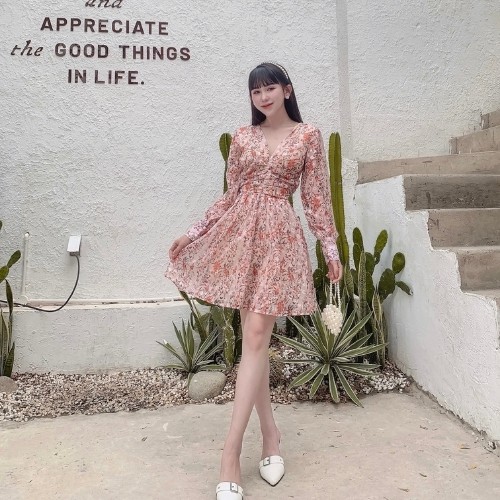 Đầm Hoa Nữ ❤ đầm hoa vàng hồng, thiết kế ❤KÈM HÌNH THẬT | BigBuy360 - bigbuy360.vn