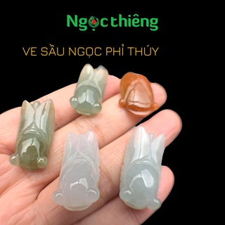 Mặt dây / charm Ve sầu ngọc phỉ thuý tự nhiên phù hợp ngũ hành mệnh Hỏa Thổ Kim Thủy Mộc