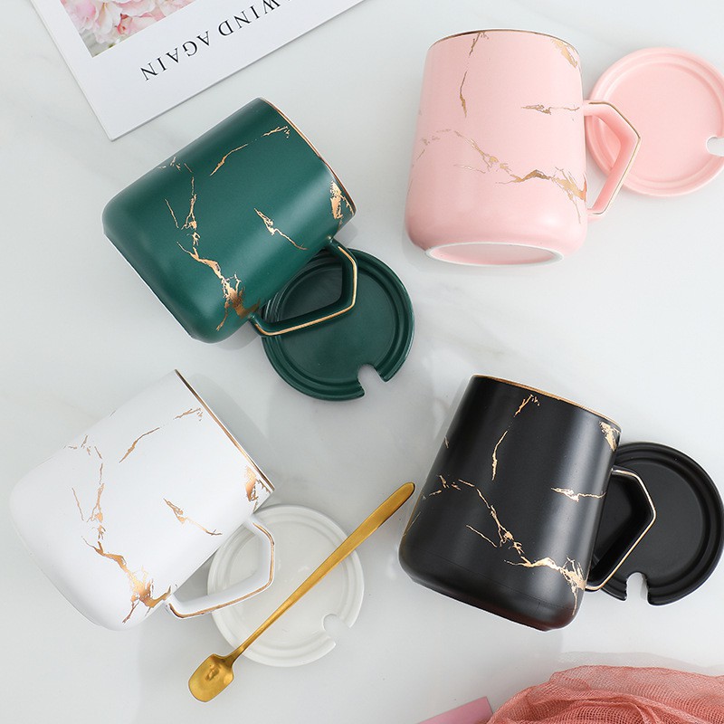 Bộ Cốc Uống Cafe, Ly Uống Trà Văn Phòng Nhà Hàng Khách Sạn 400ml Vân Đá Cẩm Thạch Cao Cấp