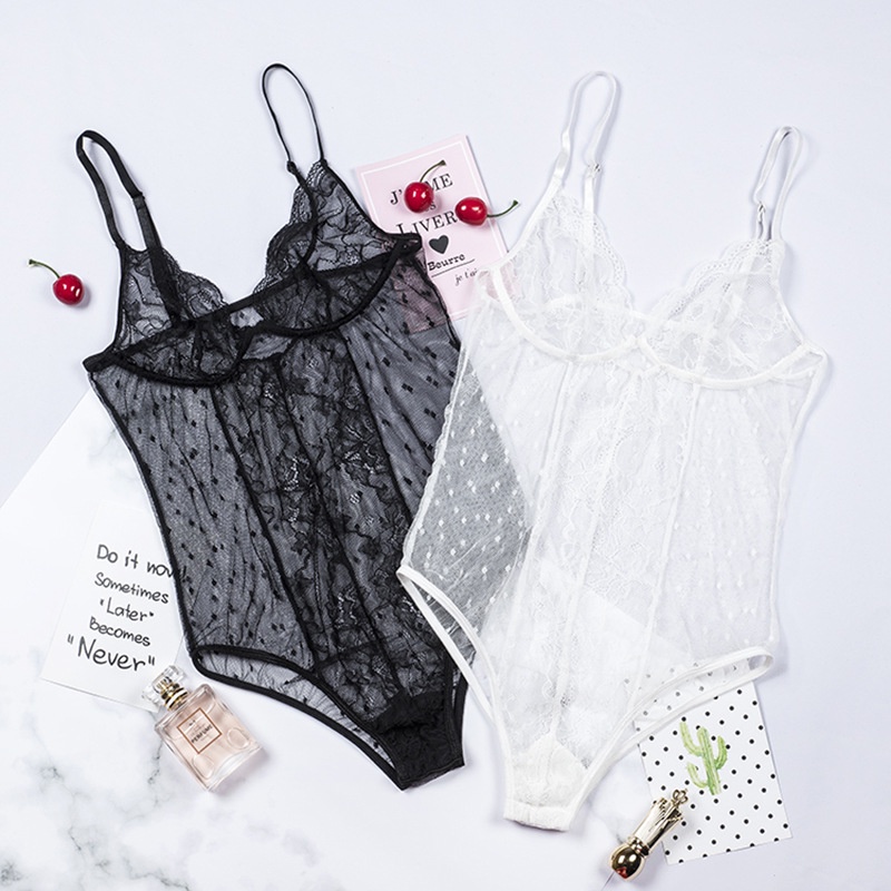 Áo Liền Thân Nữ Bodysuit 2 Dây Sexy Xuyên Thấu Chấm Bi Ôm Body Gợi Cảm | BigBuy360 - bigbuy360.vn