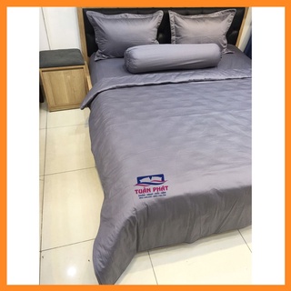 [Giá Sỉ] Bộ Chăn Ga Gối Cotton Satin Hàn Quốc Màu Xám Trơn – Tuấn Phát