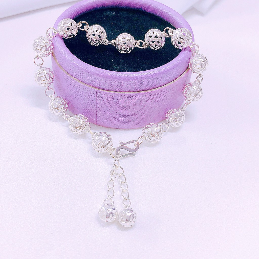 Lắc tay nữ bạc thật quả cầu kim tiền may mắn tài lộc chất liệu bạc ta sáng đẹp/ Trang sức JQN