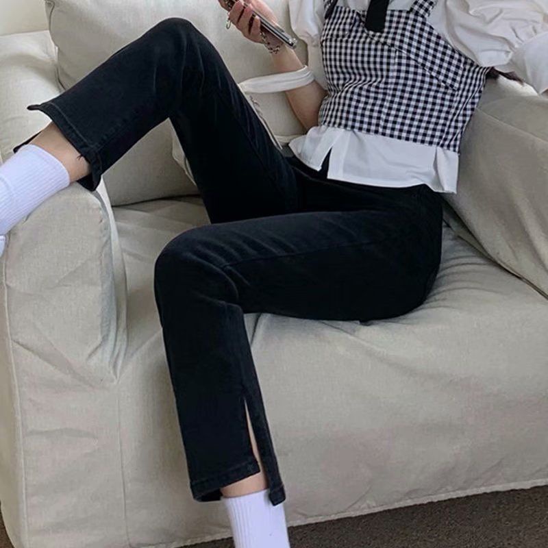 Quần Jeans nữ lưng cao xẻ ống thời trang mới