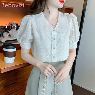Áo sơ mi chiffon cổ búp bê thời trang mùa hè dành cho nữ