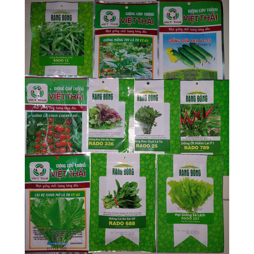 (C01) Combo hạt giống_10 loại rau củ quả dễ trồng, dễ chăm sóc tại nhà